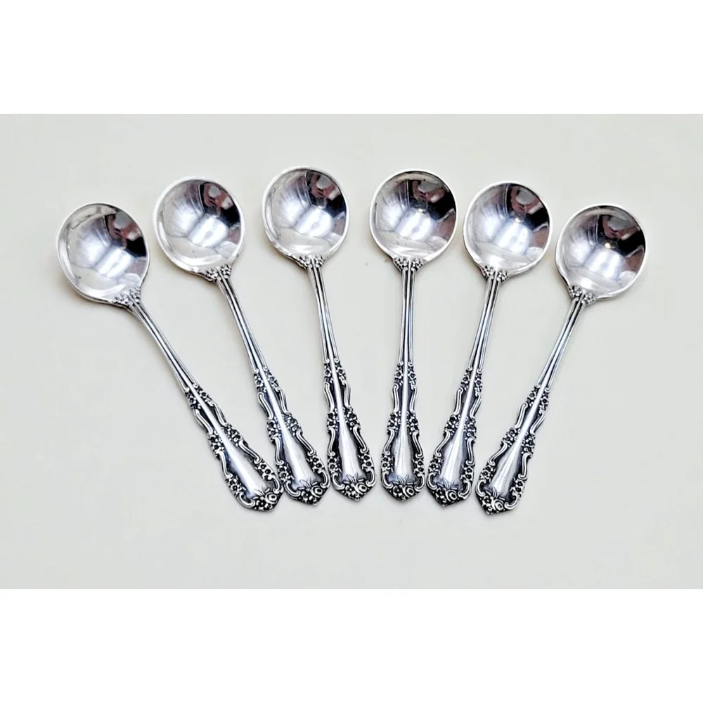 Rare Simpson Hall Miller Company Sterling Salt Spoon Set of 6 Spoons Descontinue